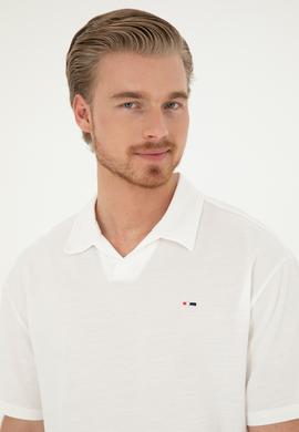 Erkek Comfort Fit Polo Yaka Ekru Tişört - 50282242086