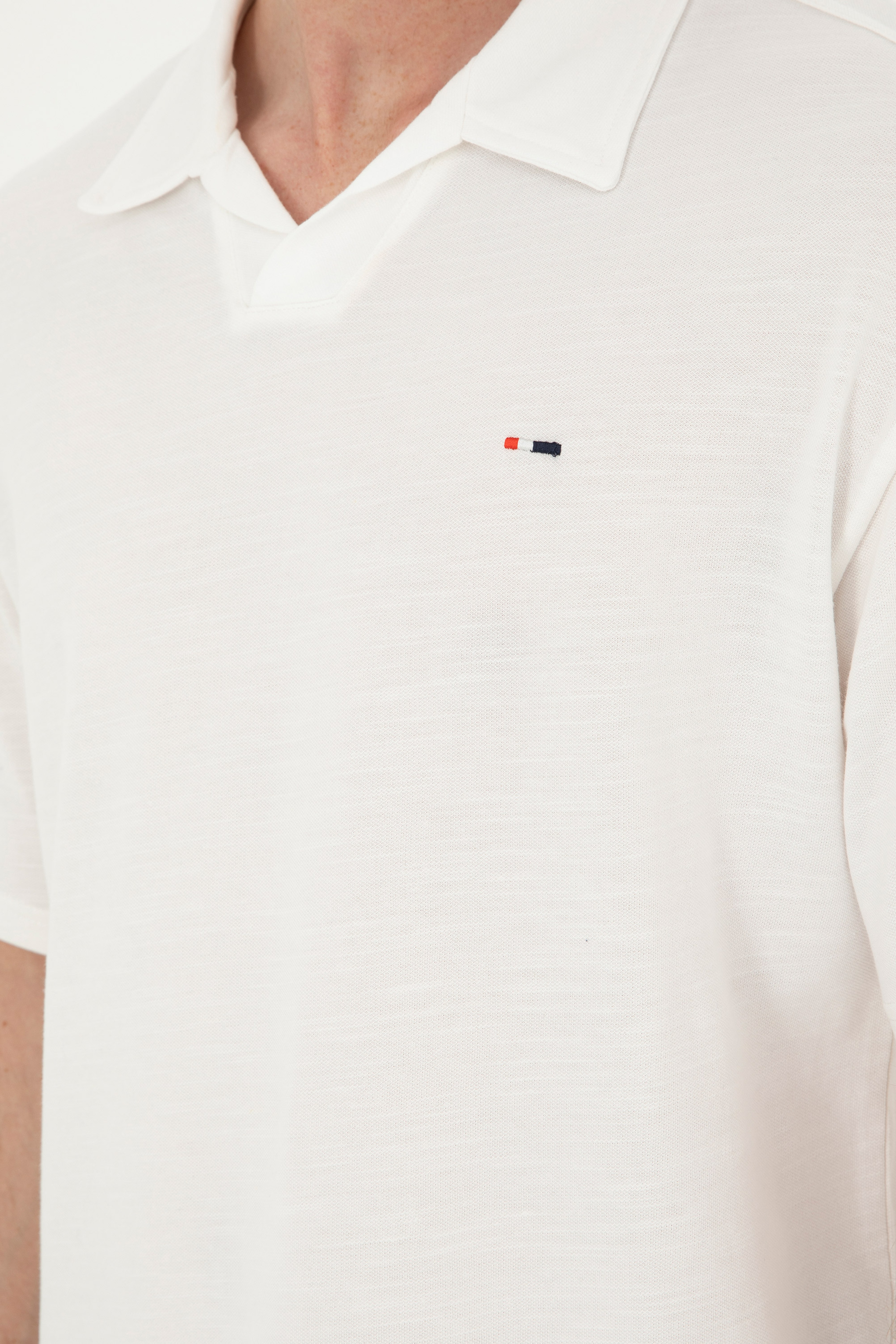 Erkek Comfort Fit Polo Yaka Ekru Tişört - Image 7