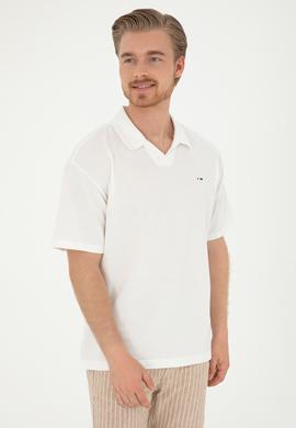 Erkek Comfort Fit Polo Yaka Ekru Tişört - 50282242086