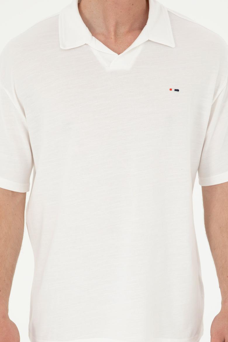 Erkek Comfort Fit Polo Yaka Ekru Tişört - 50282242086