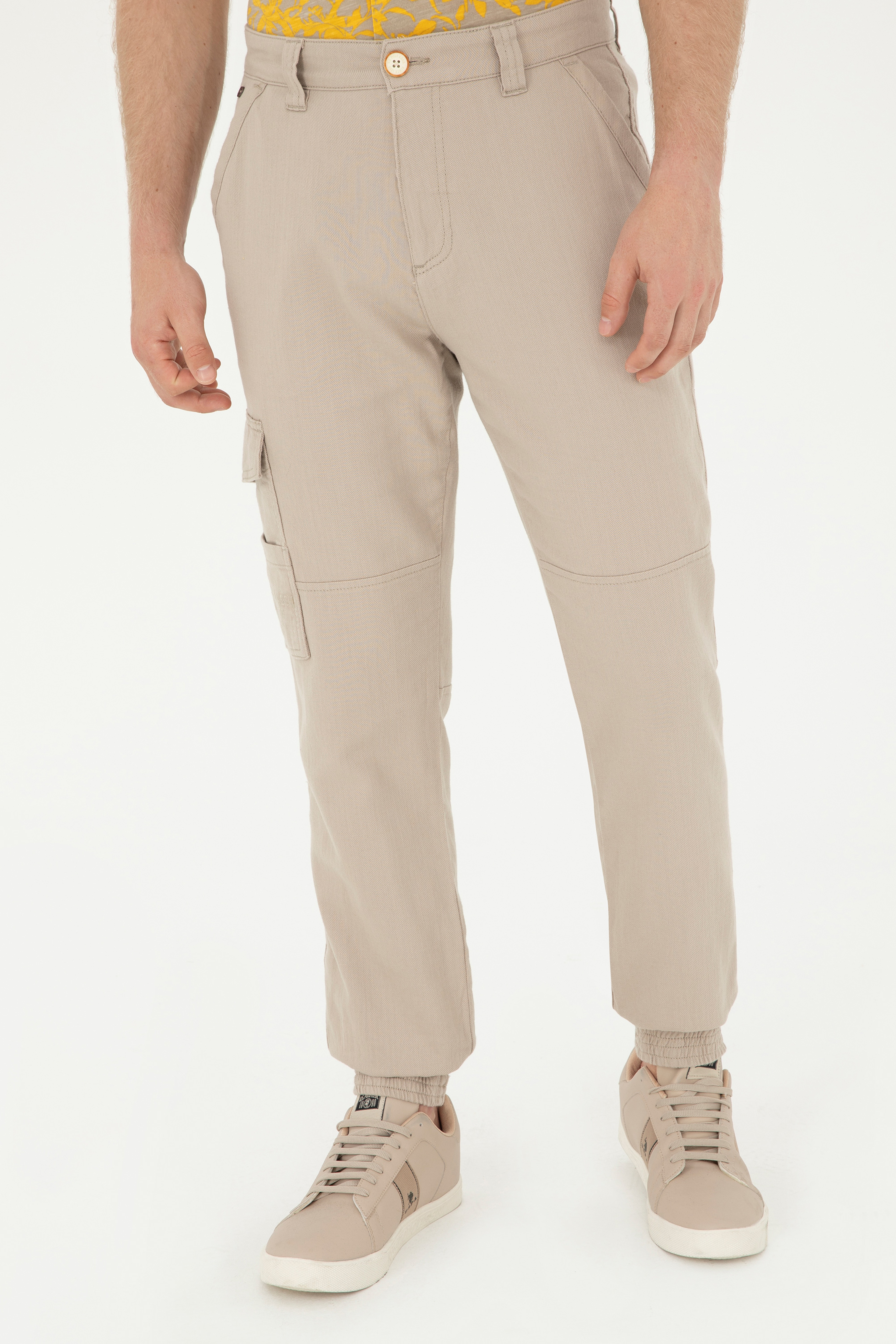 Erkek Jogger Fit Bej Kanvas Pantolon - Image 2
