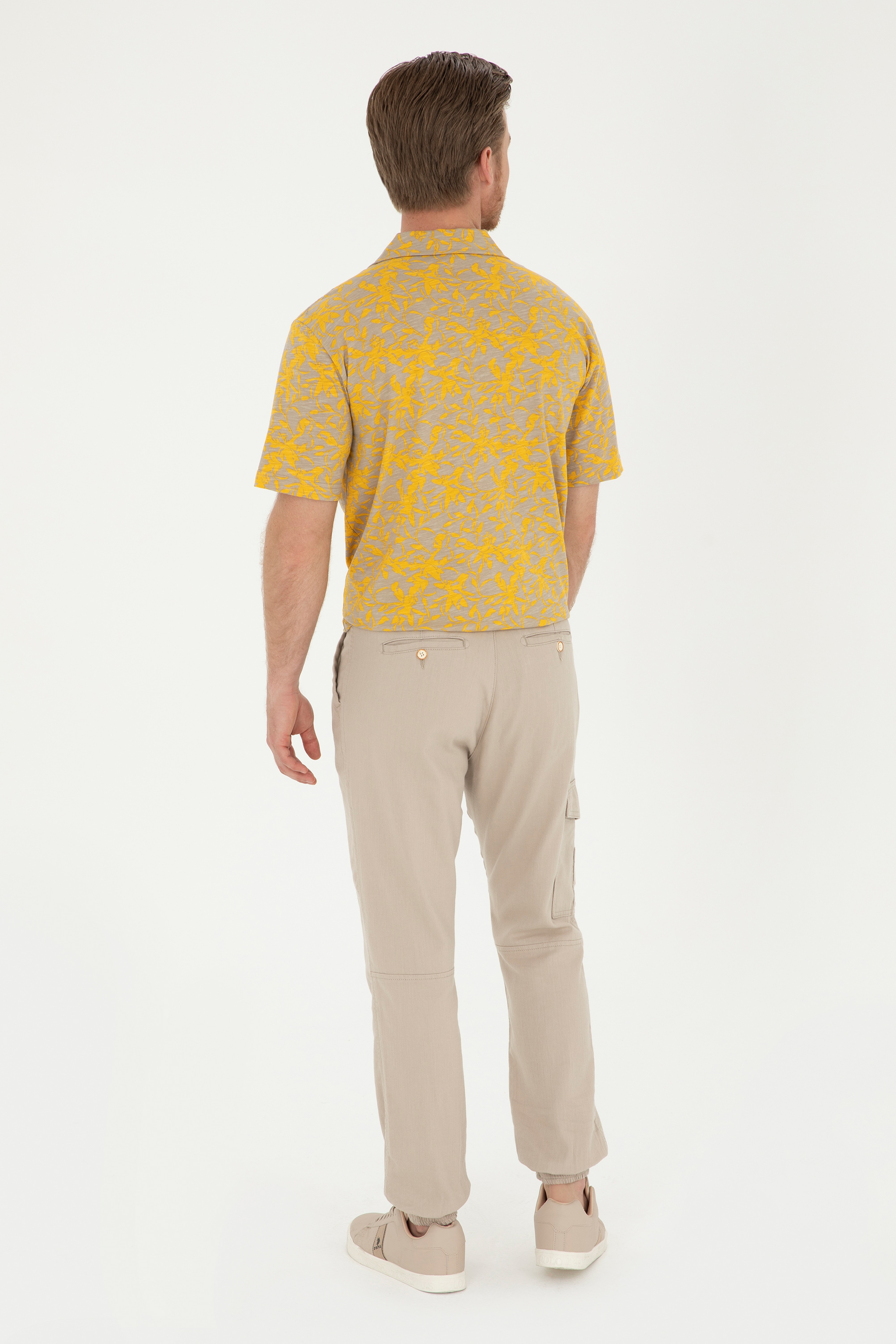 Erkek Jogger Fit Bej Kanvas Pantolon - Image 4