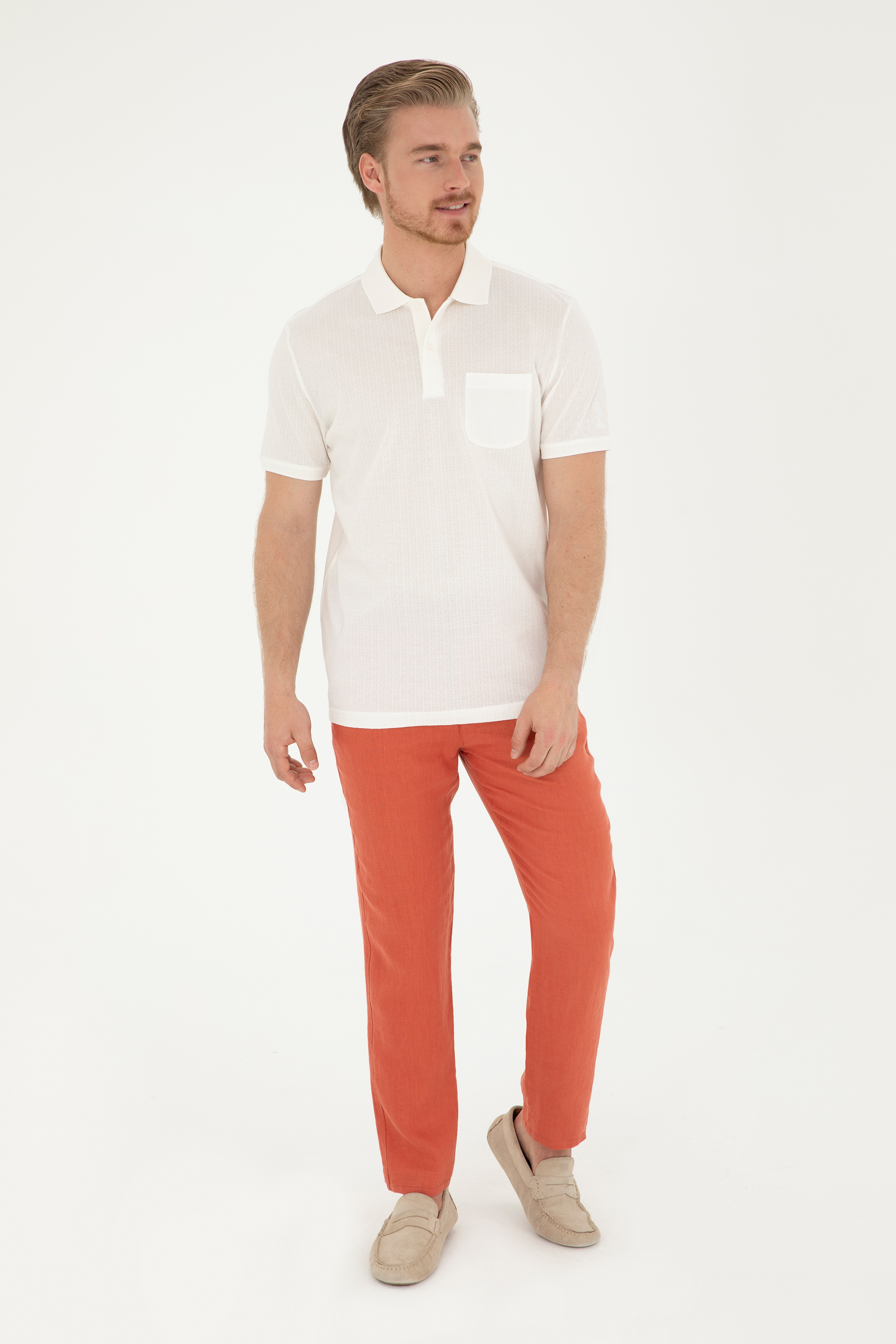 Erkek Carrot Fit Pudra Kanvas Pantolon - Image 3