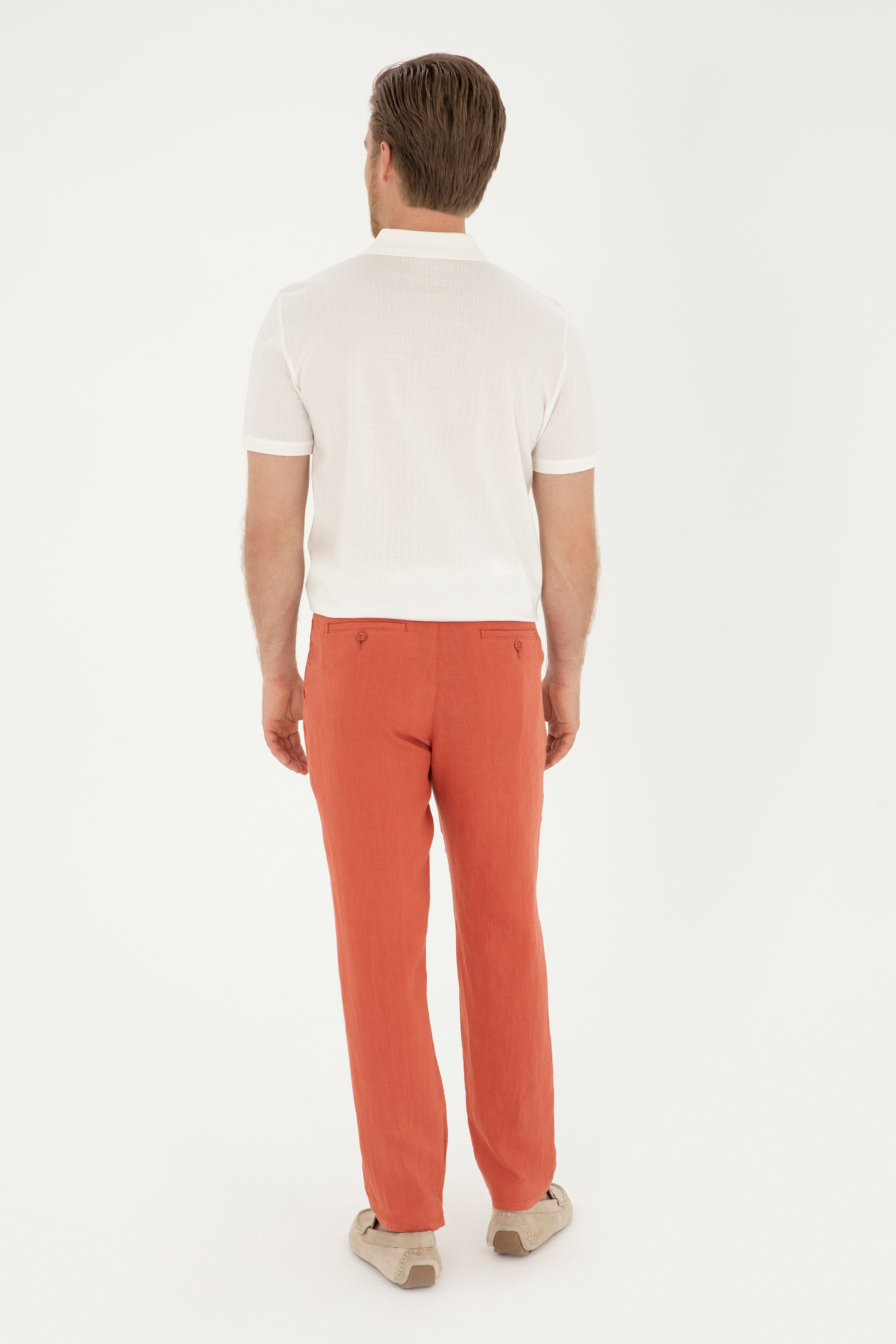 Erkek Carrot Fit Pudra Kanvas Pantolon - Image 4