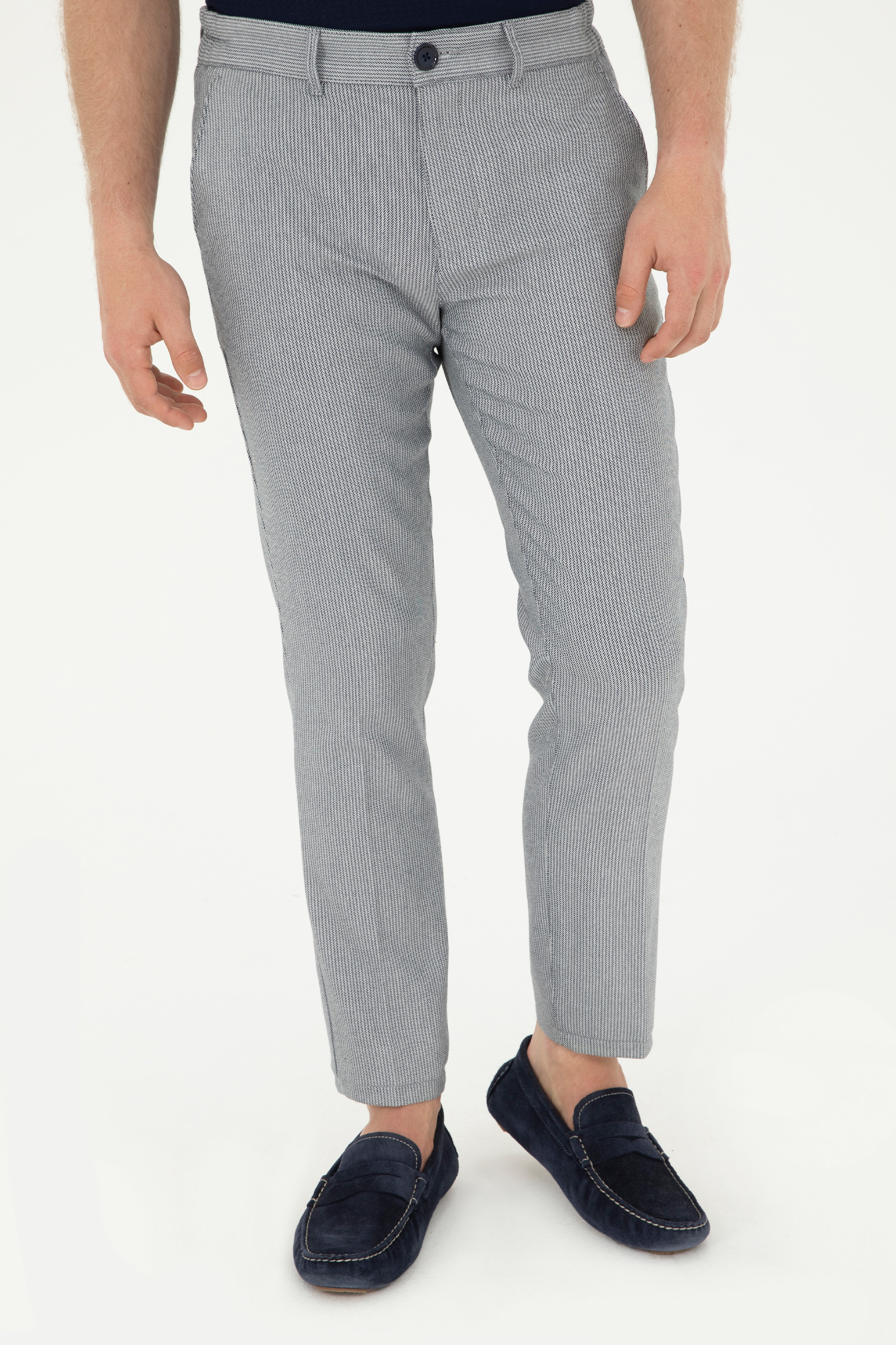 Erkek Slim Fit Lacivert Kanvas Pantolon