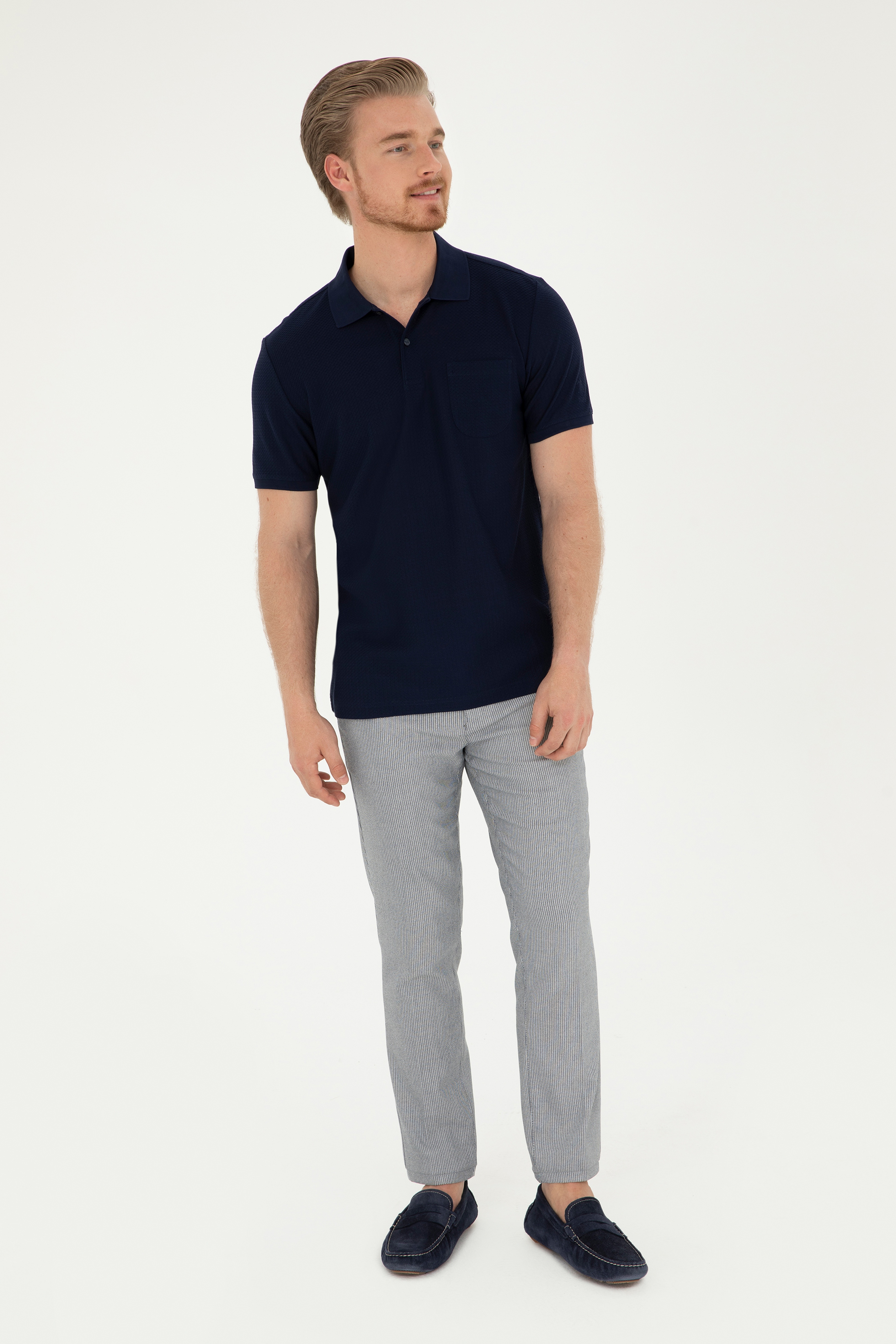 Erkek Slim Fit Lacivert Kanvas Pantolon - Image 3