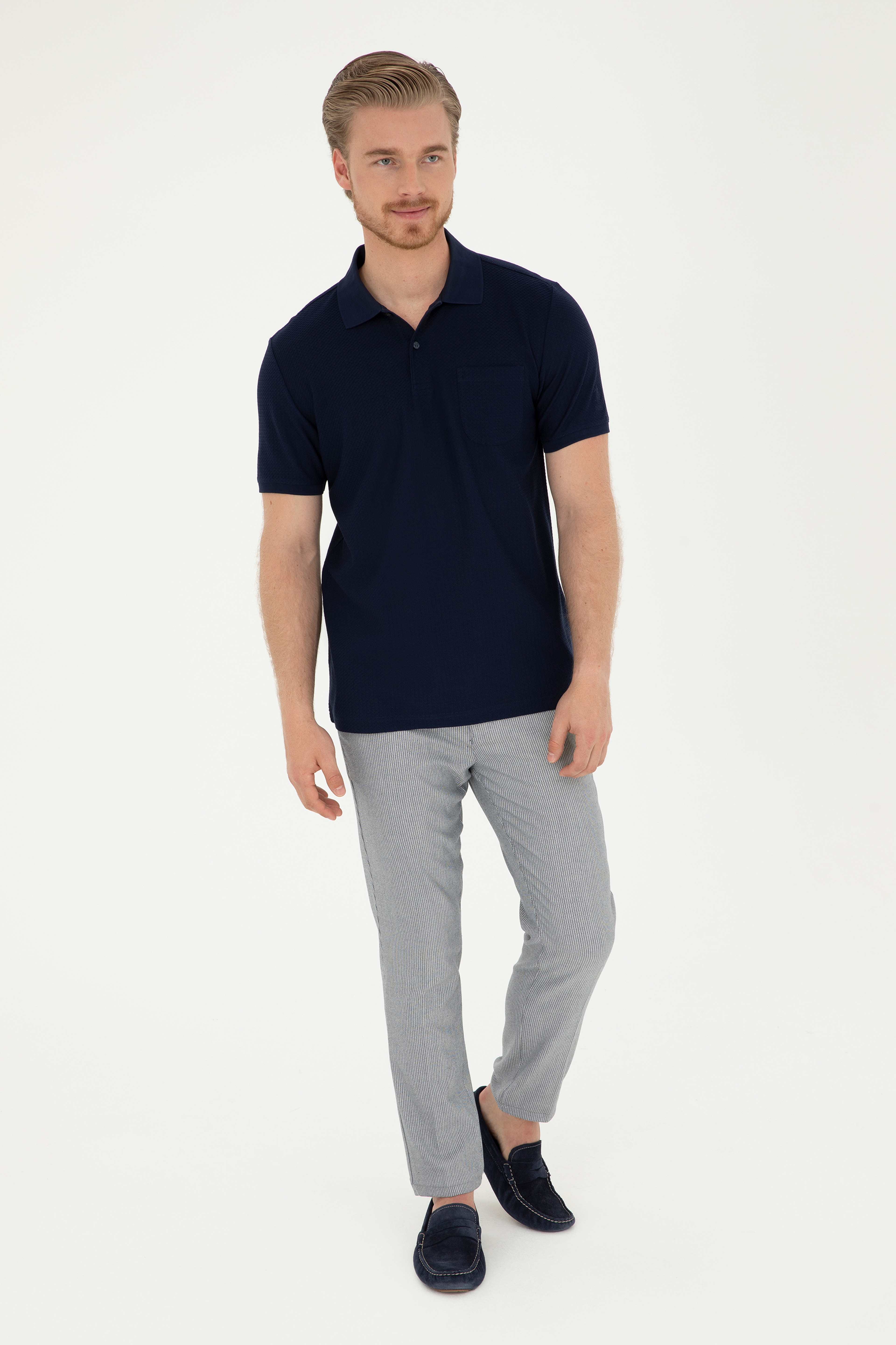Erkek Slim Fit Lacivert Kanvas Pantolon