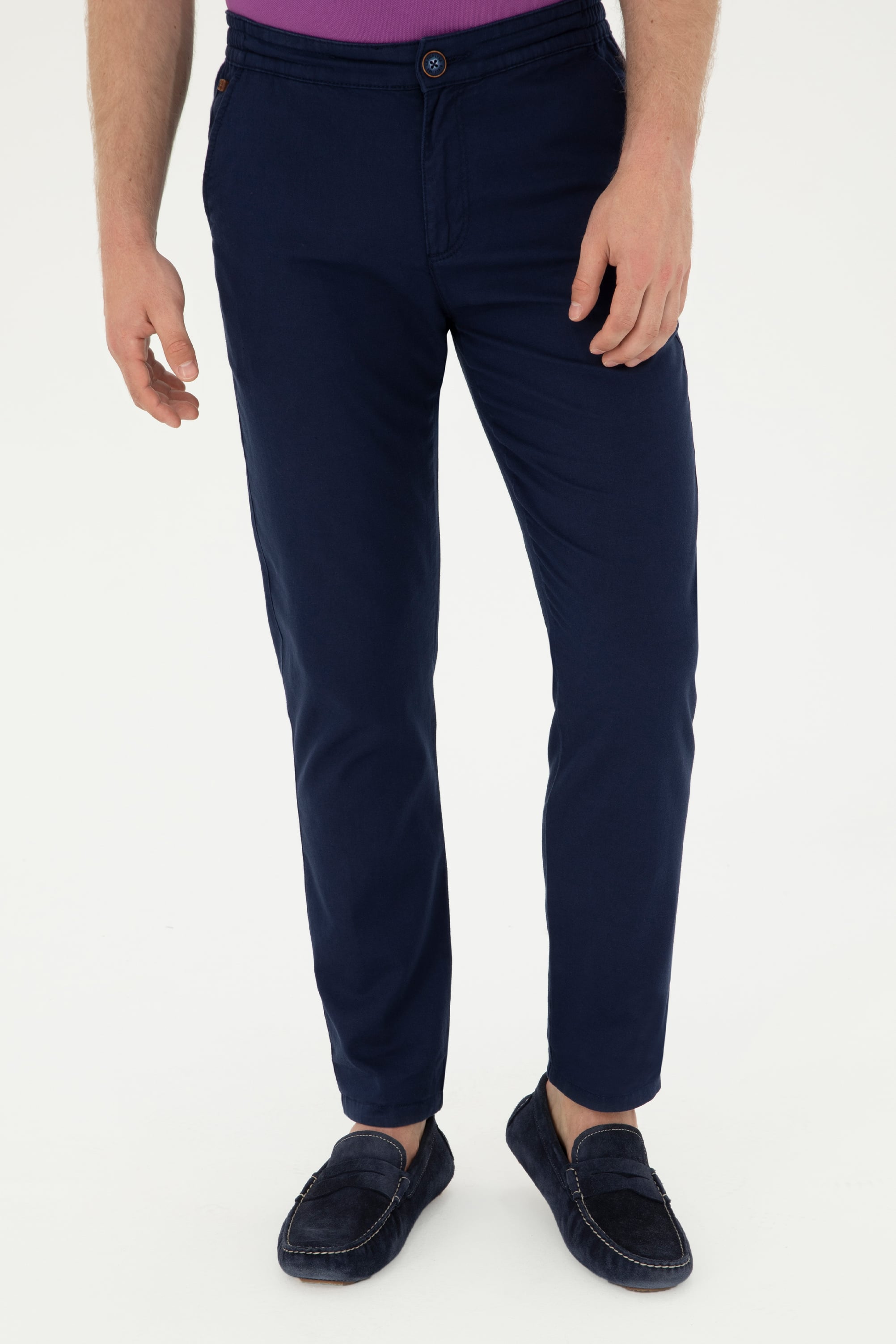 Erkek Slim Fit Lacivert Kanvas Pantolon