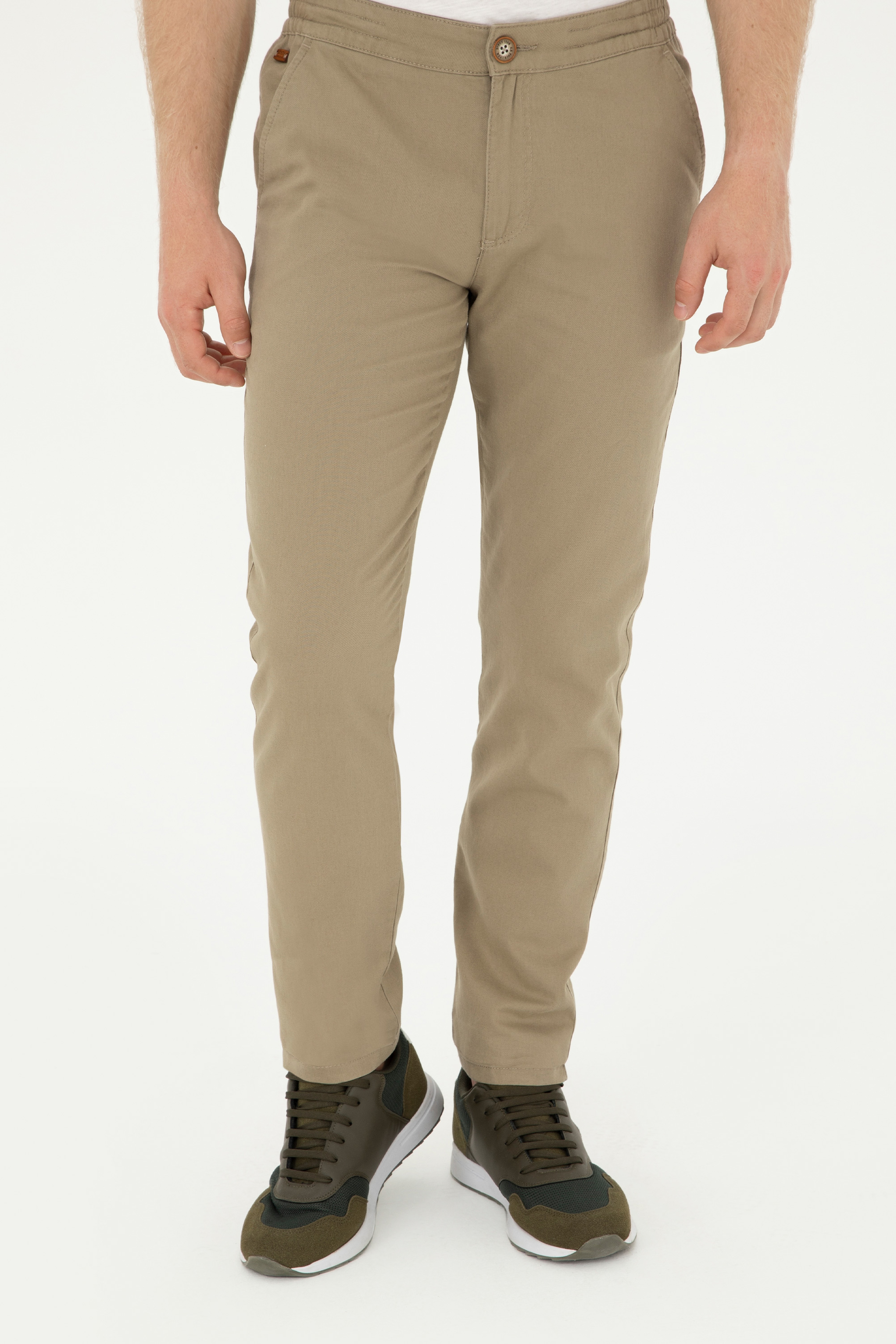 Erkek Slim Fit Haki Kanvas Pantolon - Image 2