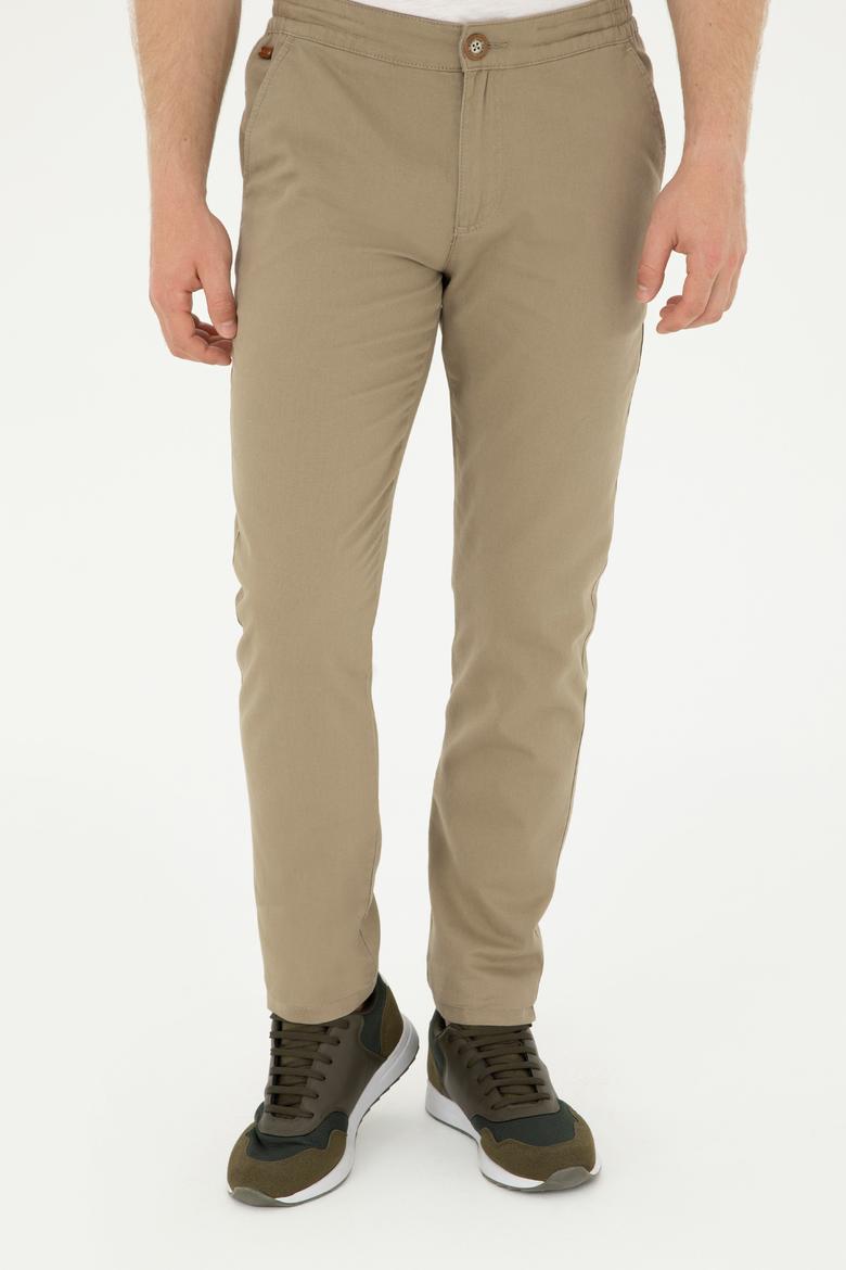 Erkek Slim Fit Haki Kanvas Pantolon - 50283963355