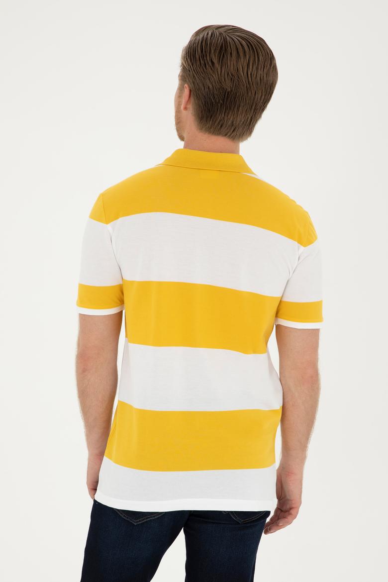 Erkek Regular Fit Polo Yaka Safran Tişört - 50281836048