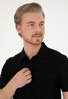 Erkek Regular Fit Polo Yaka Siyah Tişört - 50282507025