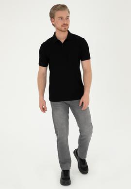 Erkek Regular Fit Polo Yaka Siyah Tişört - 50282507025