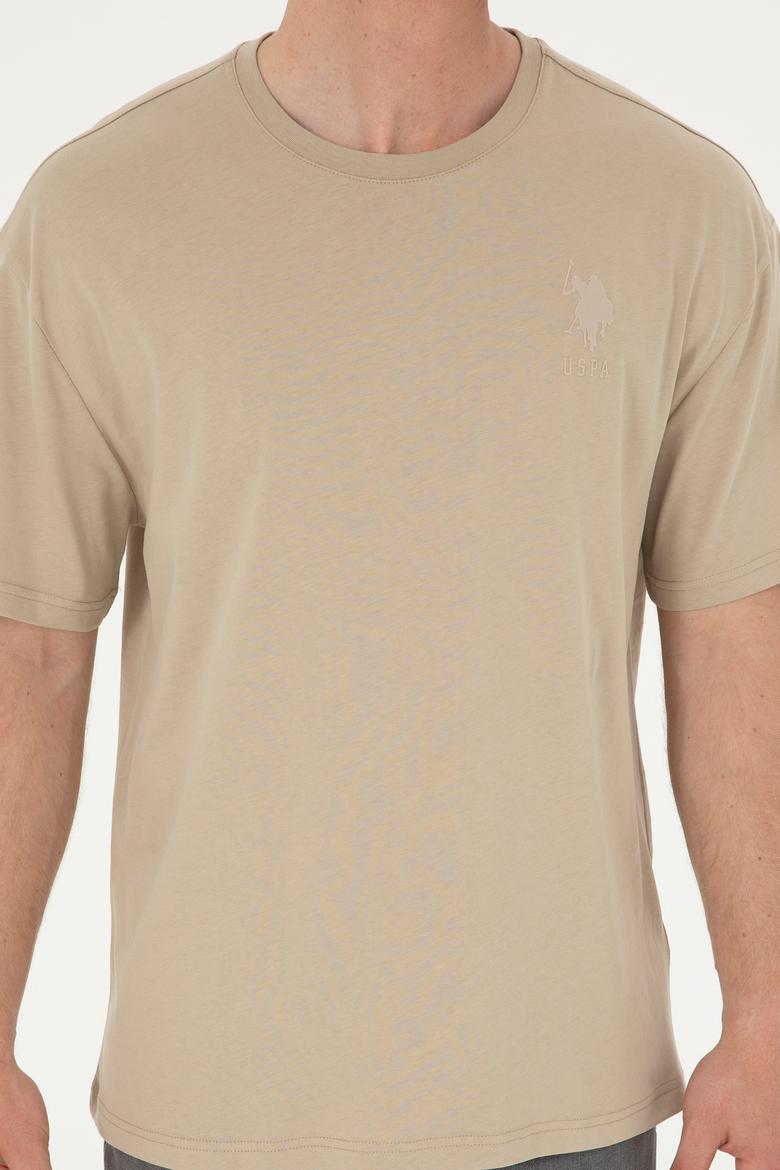 Erkek Comfort Fit Bisiklet Yaka Açık Haki Tişört - 50281079031