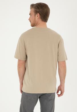 Erkek Comfort Fit Bisiklet Yaka Açık Haki Tişört - 50281079031