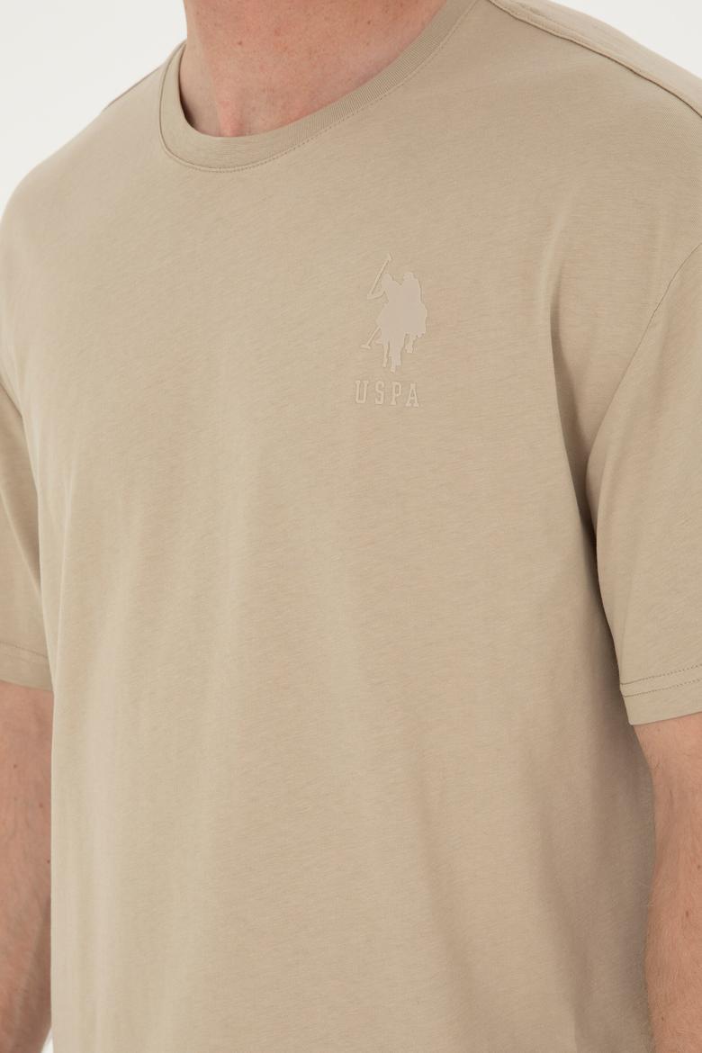 Erkek Comfort Fit Bisiklet Yaka Açık Haki Tişört - 50281079031