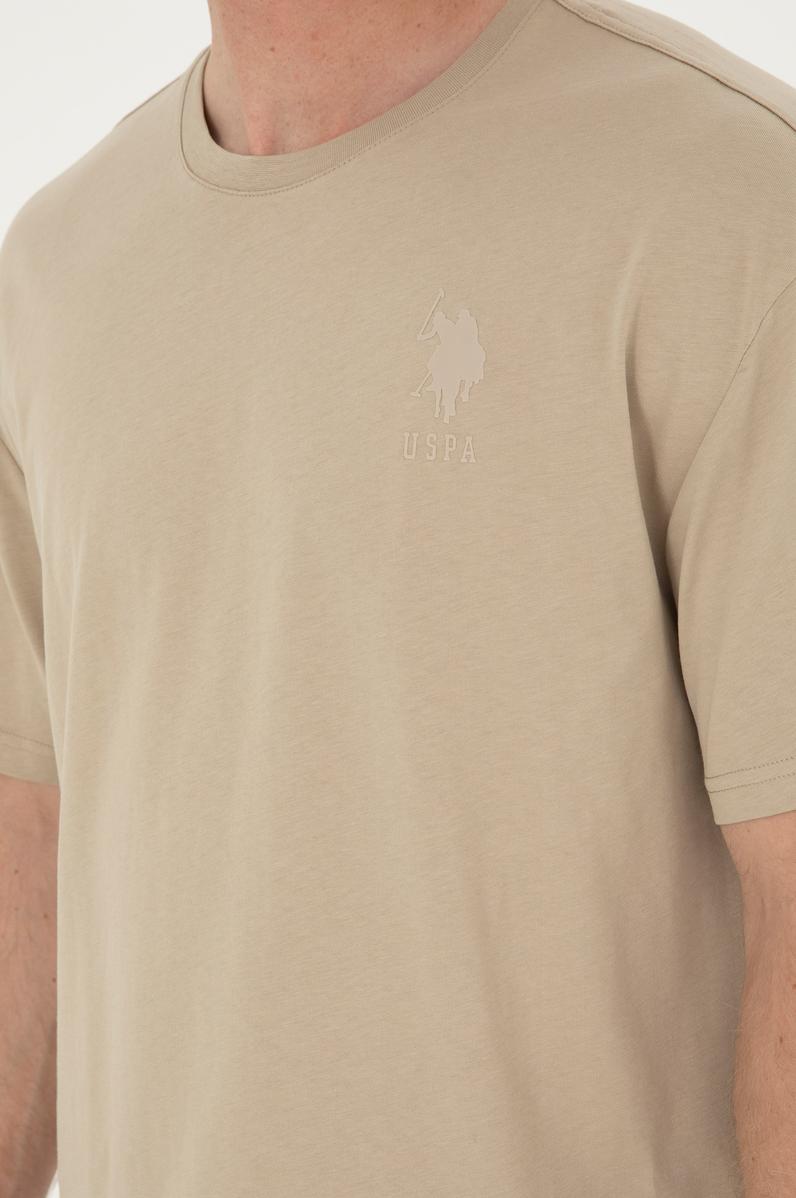 Erkek Comfort Fit Bisiklet Yaka Açık Haki Tişört