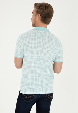 Erkek Regular Fit Polo Yaka Su Yeşili Tişört - 50281508027