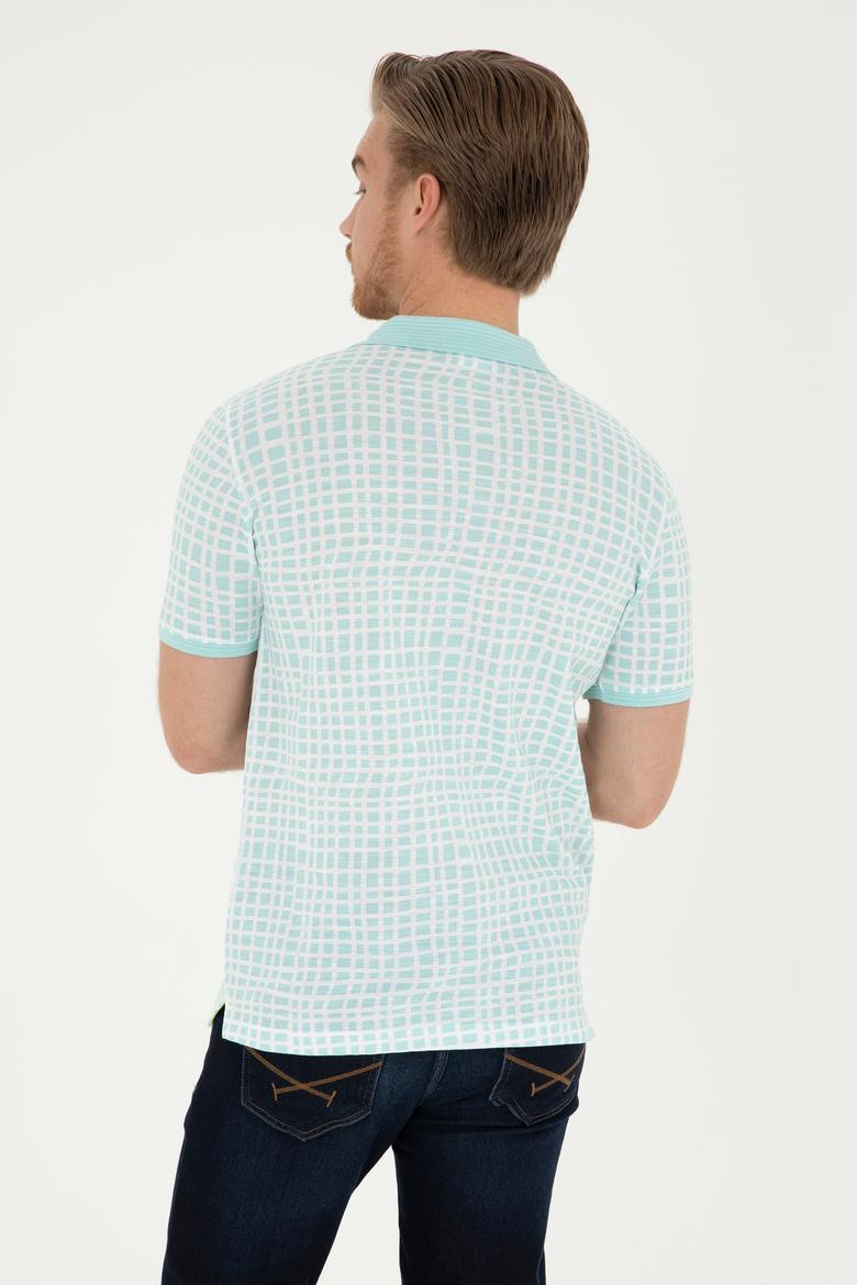 Erkek Regular Fit Polo Yaka Su Yeşili Tişört - 50281508027