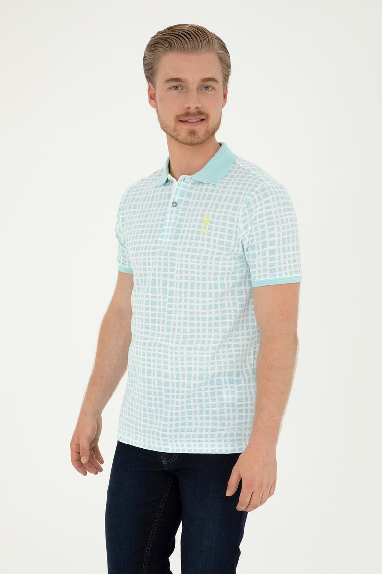 Erkek Regular Fit Polo Yaka Su Yeşili Tişört