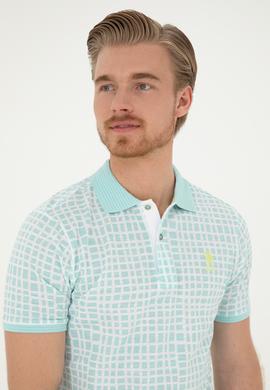 Erkek Regular Fit Polo Yaka Su Yeşili Tişört - 50281508027