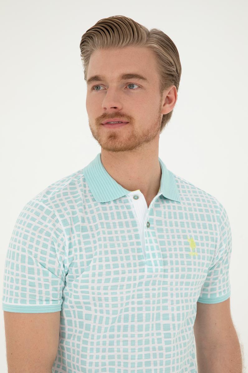 Erkek Regular Fit Polo Yaka Su Yeşili Tişört