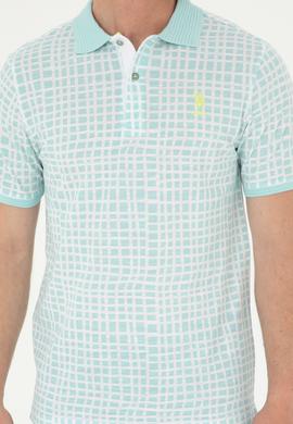 Erkek Regular Fit Polo Yaka Su Yeşili Tişört - 50281508027