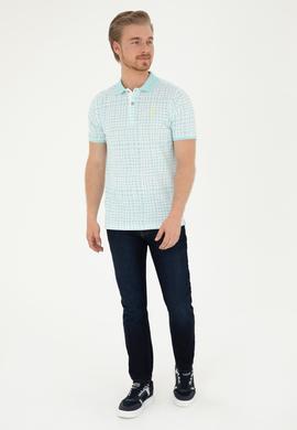 Erkek Regular Fit Polo Yaka Su Yeşili Tişört - 50281508027