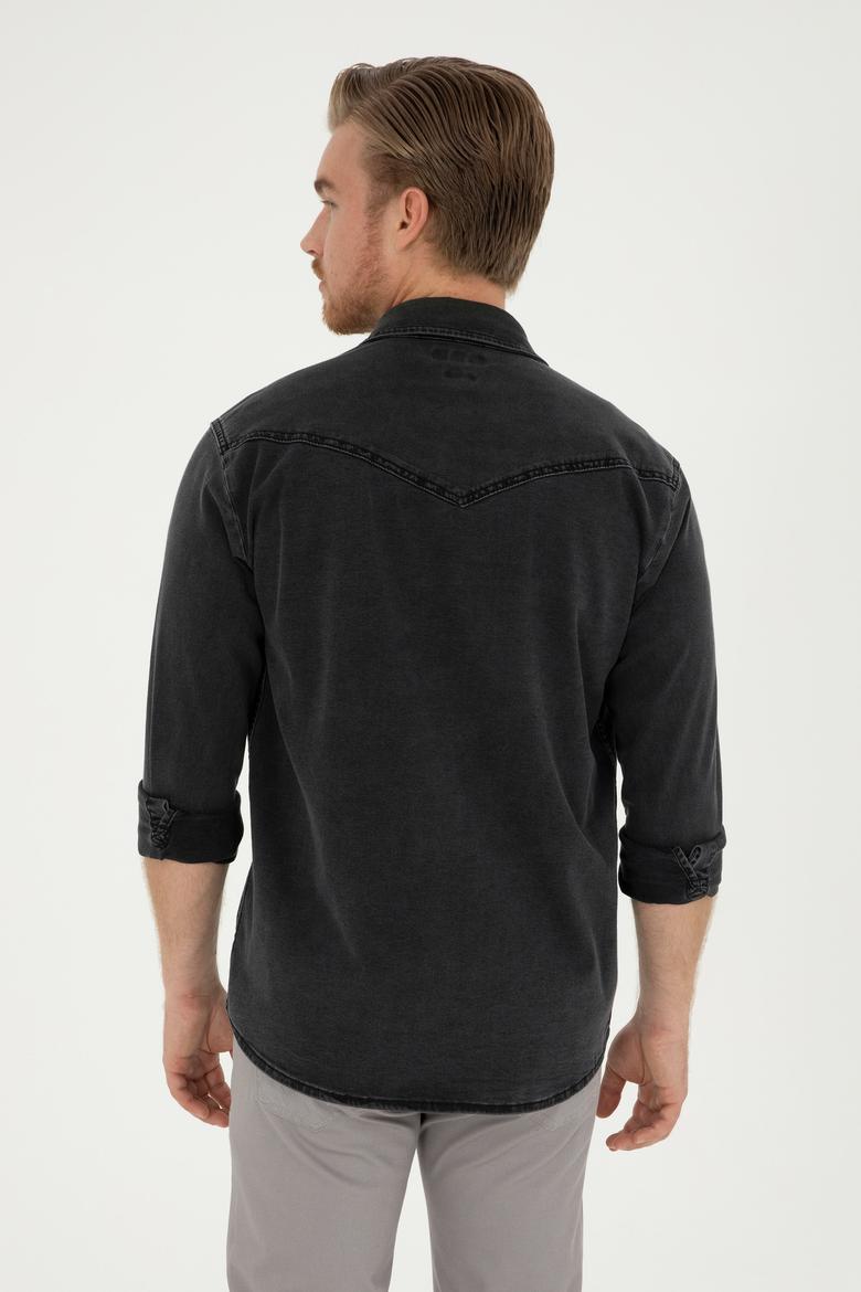 Erkek Siyah Jean Gömlek - 50283542001