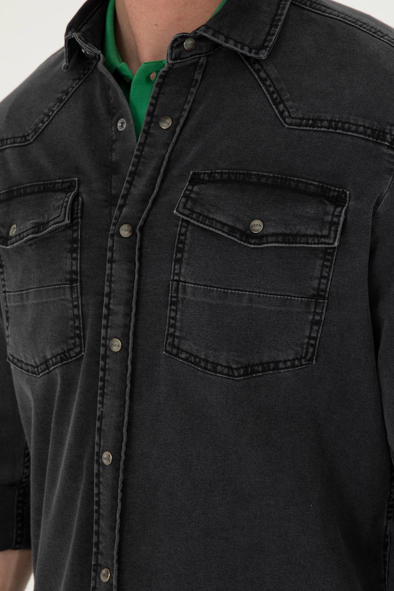 Erkek Siyah Jean Gömlek - 50283542001