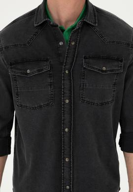 Erkek Siyah Jean Gömlek - 50283542001
