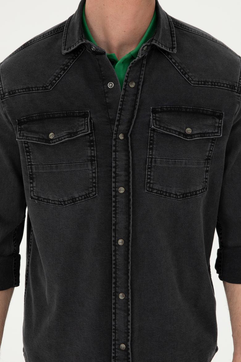 Erkek Siyah Jean Gömlek - 50283542001