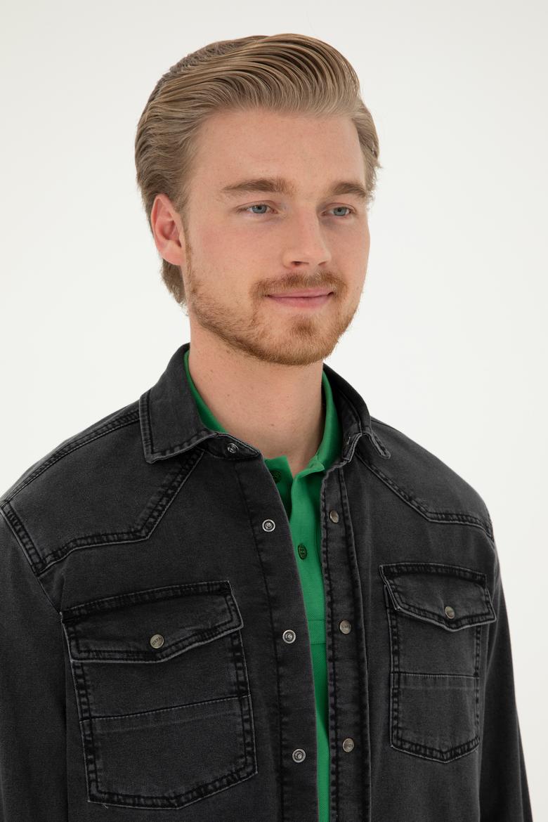 Erkek Siyah Jean Gömlek - 50283542001