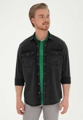 Erkek Siyah Jean Gömlek - 50283542001