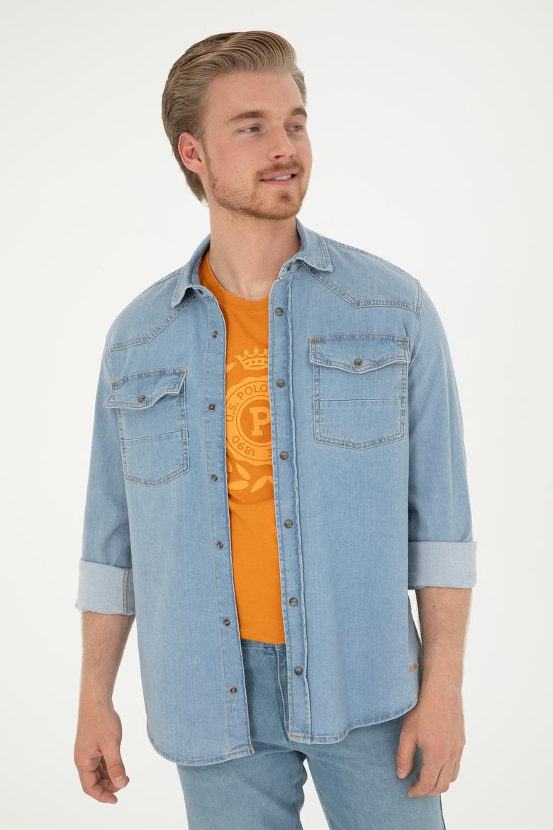 Erkek Açık Mavi Jean Gömlek - 50283543001