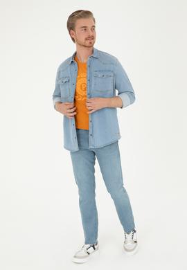 Erkek Açık Mavi Jean Gömlek - 50283543001
