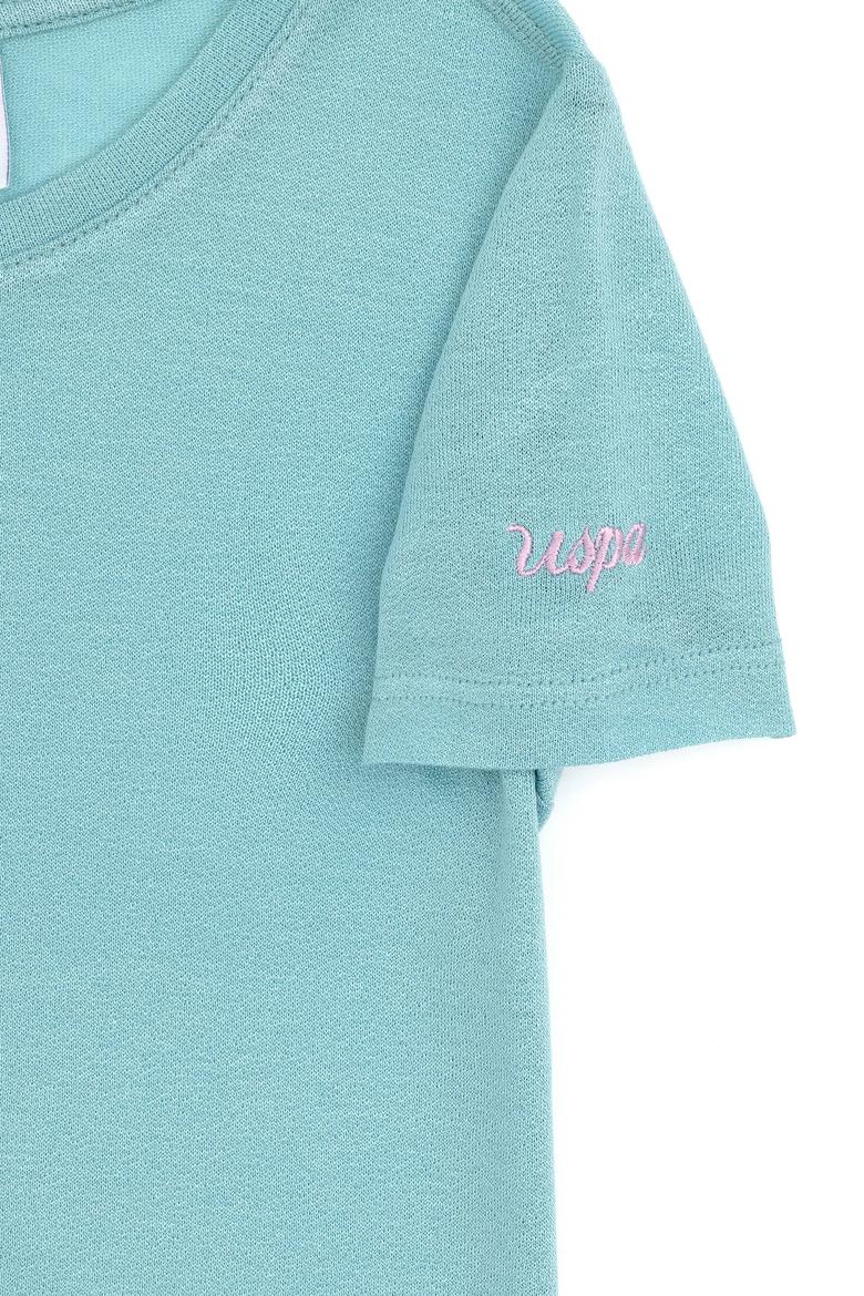 Kız Çocuk Mint Bisiklet Yaka Örme Tişört - 50288075017