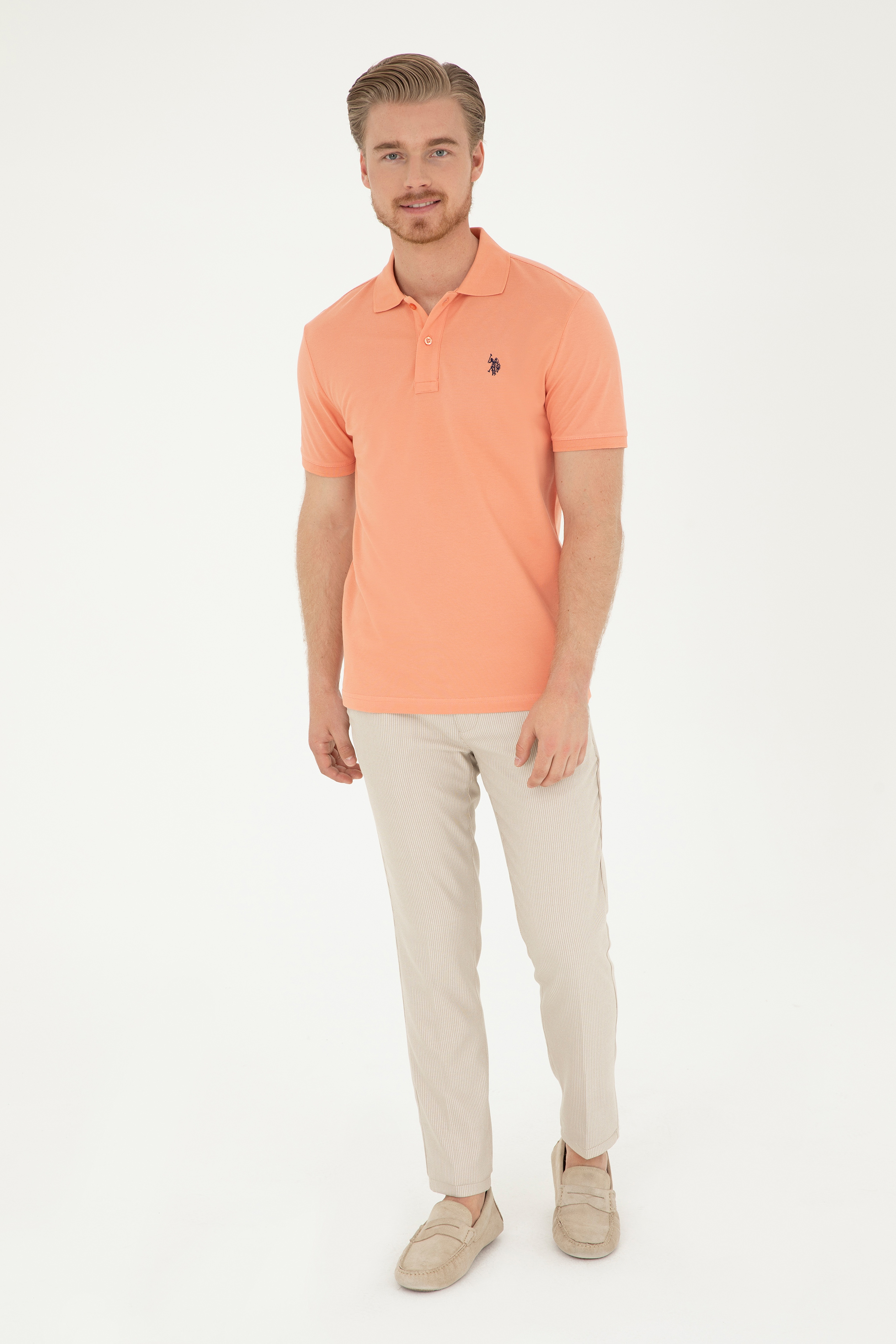 Erkek Slim Fit Camel Kanvas Pantolon