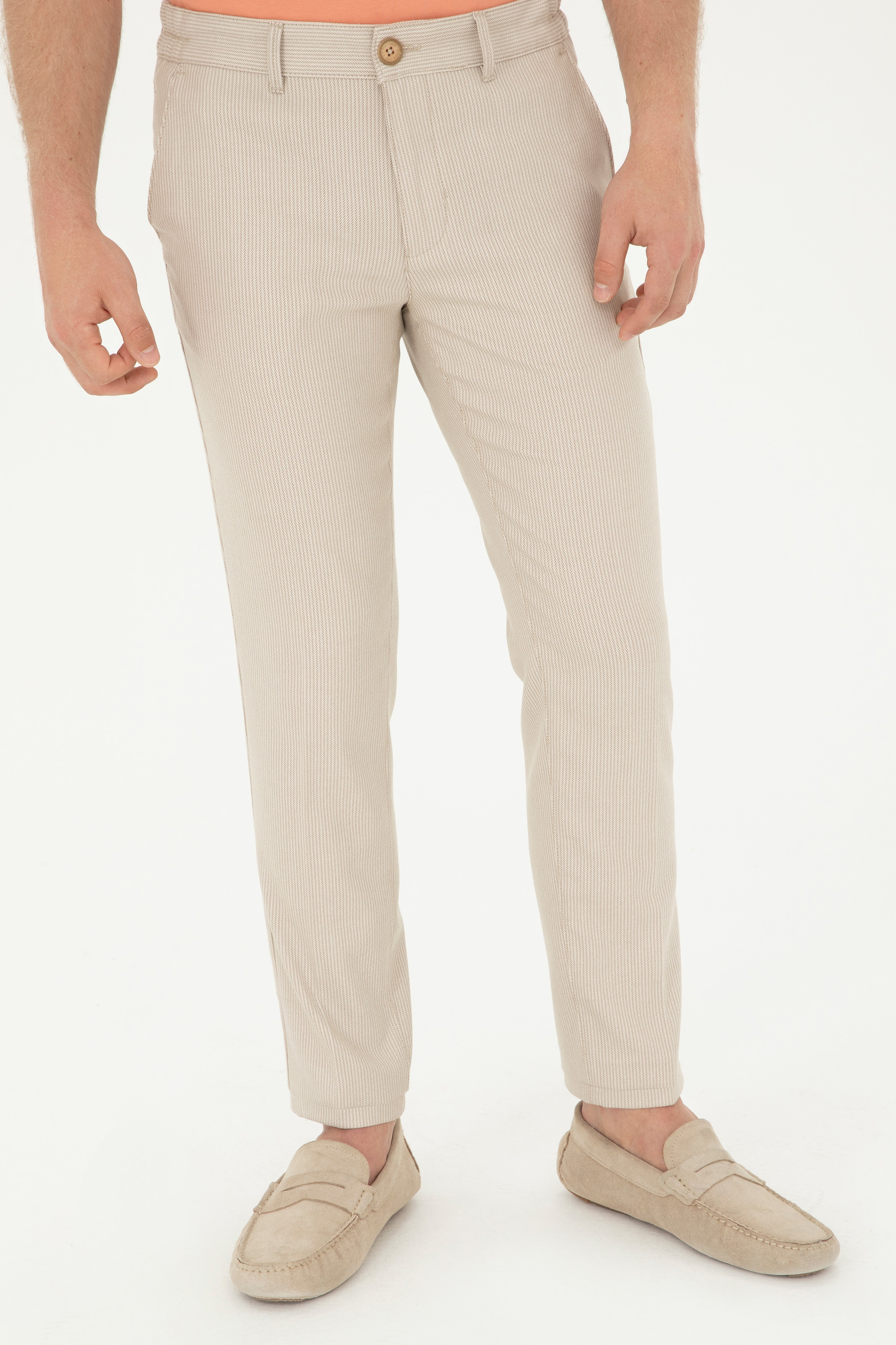Erkek Slim Fit Camel Kanvas Pantolon - Image 2