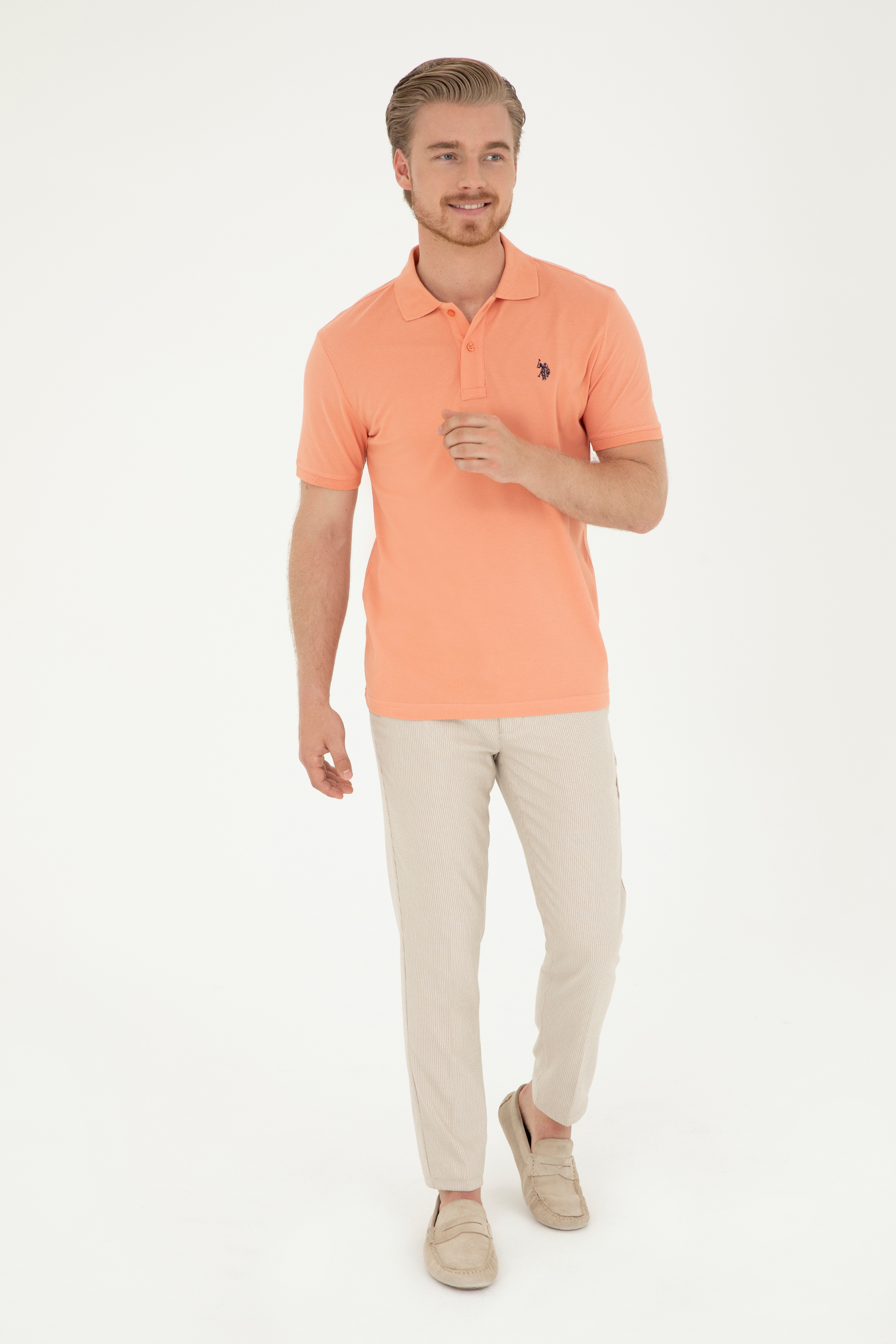 Erkek Slim Fit Camel Kanvas Pantolon