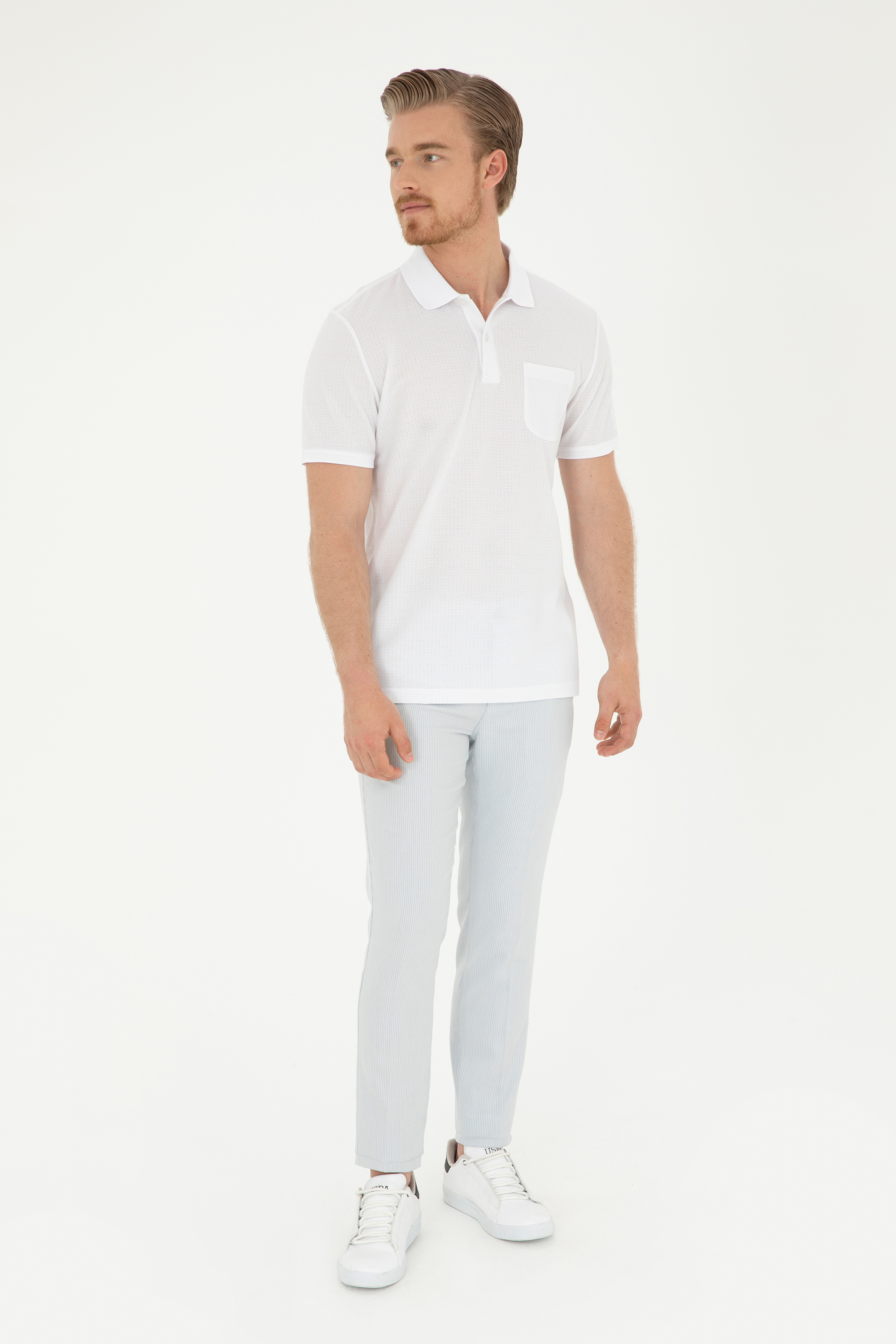 Erkek Slim Fit Mavi Kanvas Pantolon - Image 3