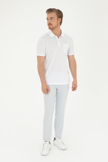 Erkek Slim Fit Mavi Kanvas Pantolon