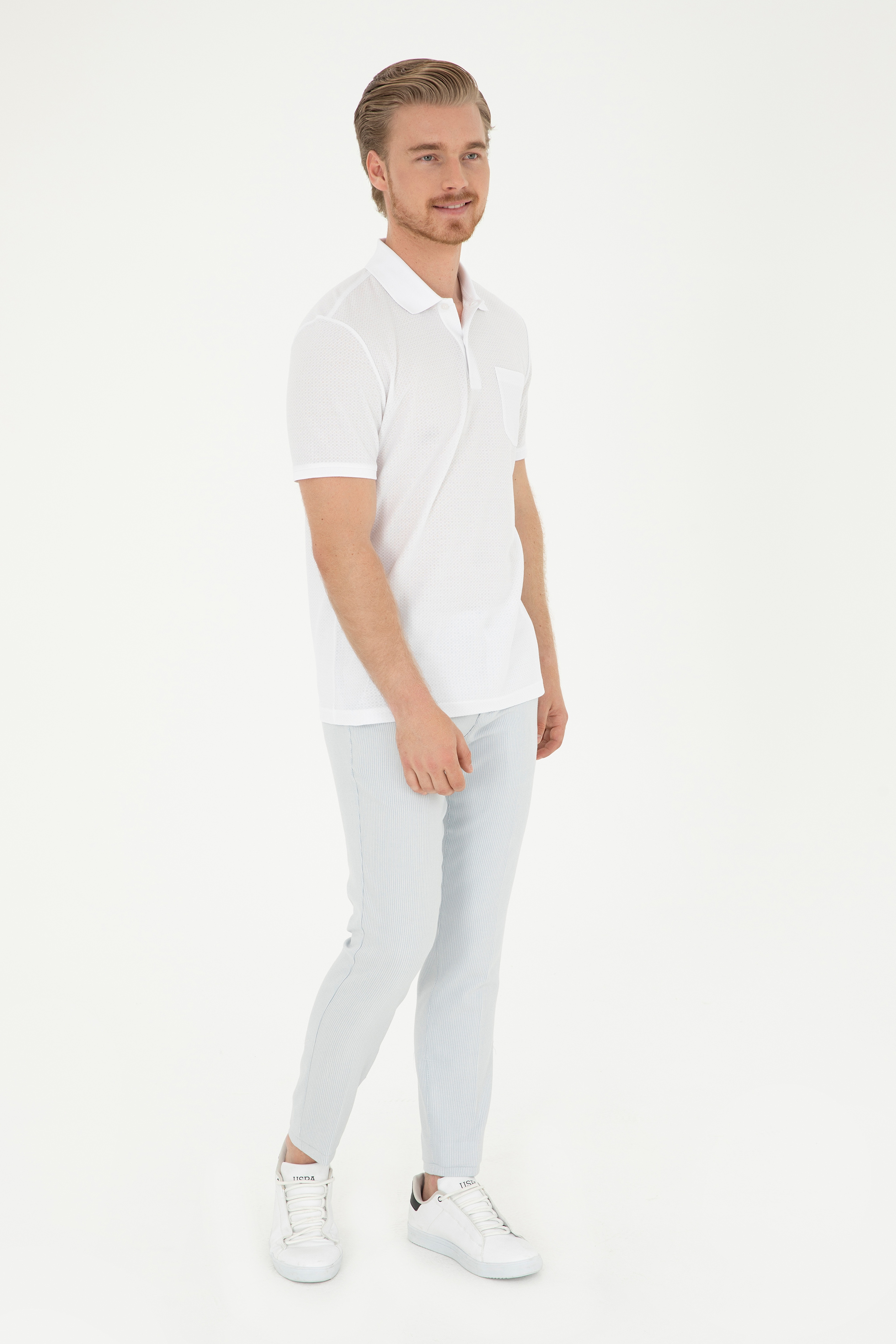 Erkek Slim Fit Mavi Kanvas Pantolon - Image 1
