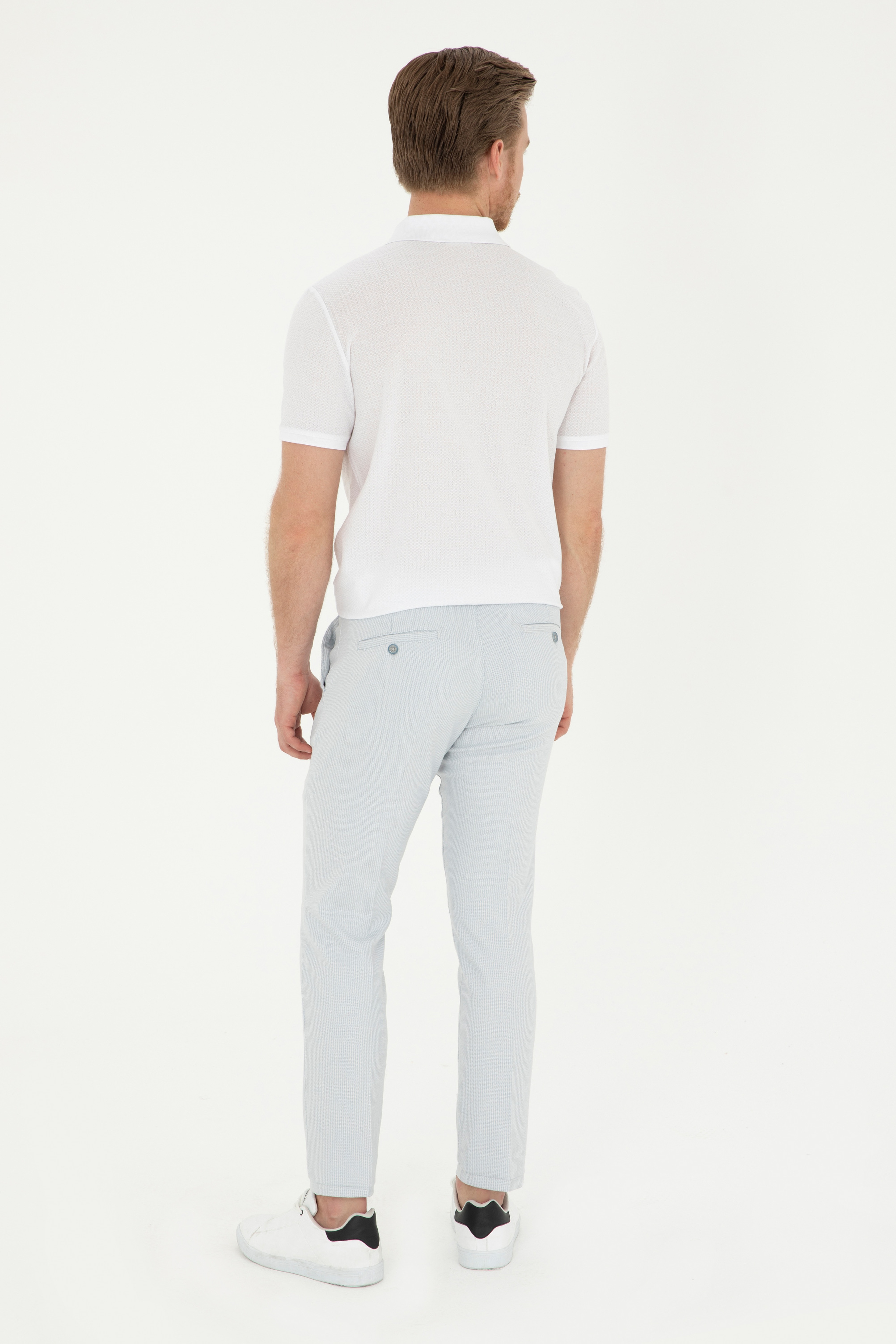 Erkek Slim Fit Mavi Kanvas Pantolon - Image 4