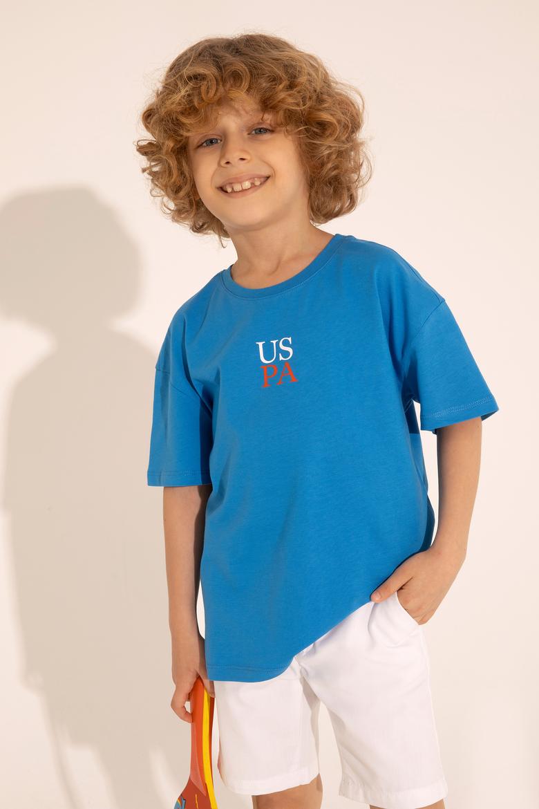 Erkek Çocuk Saks Oversize Bisiklet Yaka Tişört - 50289202147