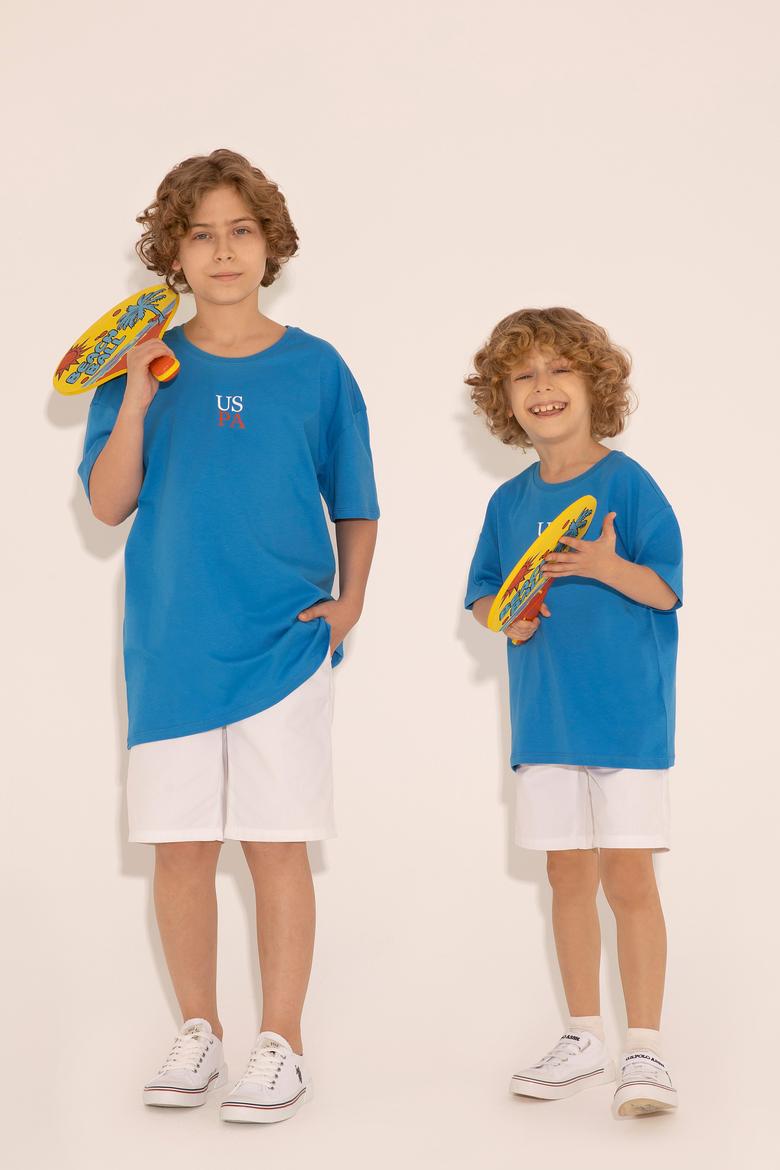 Erkek Çocuk Saks Oversize Bisiklet Yaka Tişört - 50289202147