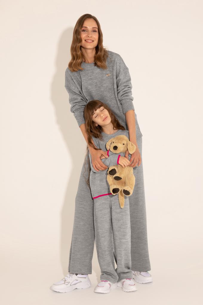 Kız Çocuk Gri Melanj Triko Pantolon