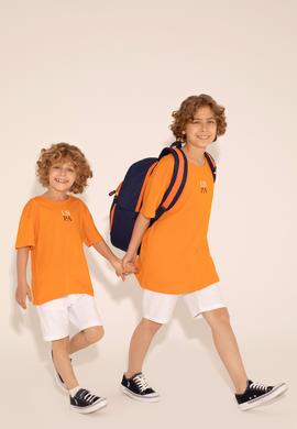 Erkek Çocuk Turuncu Oversize Bisiklet Yaka Tişört - 50289202160