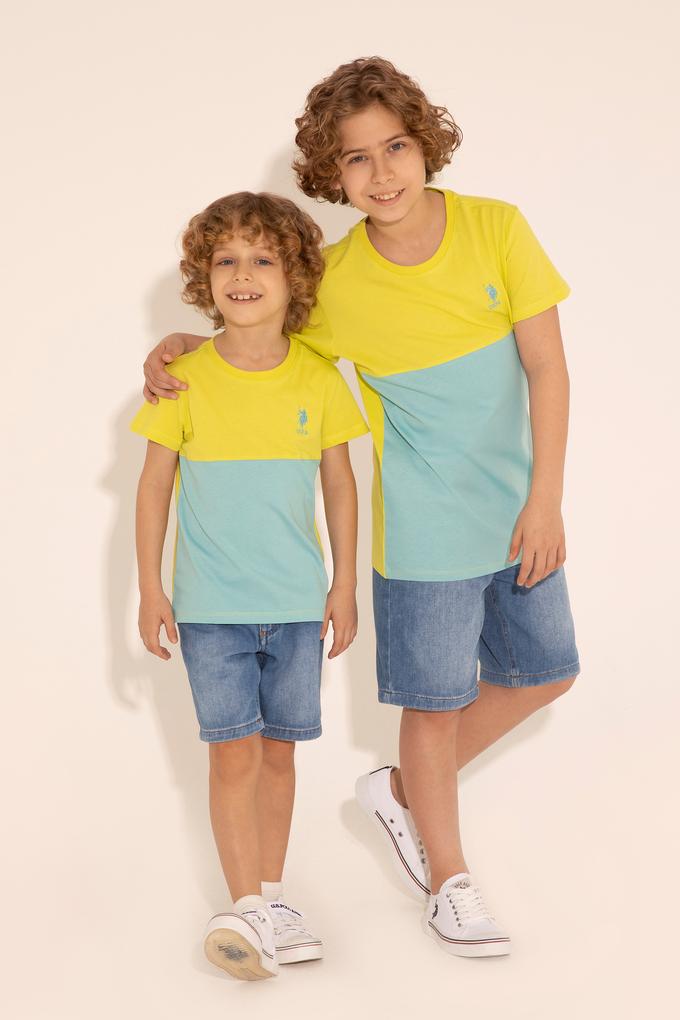 Erkek Çocuk Fıstık Yeşili Bisiklet Yaka Tişört