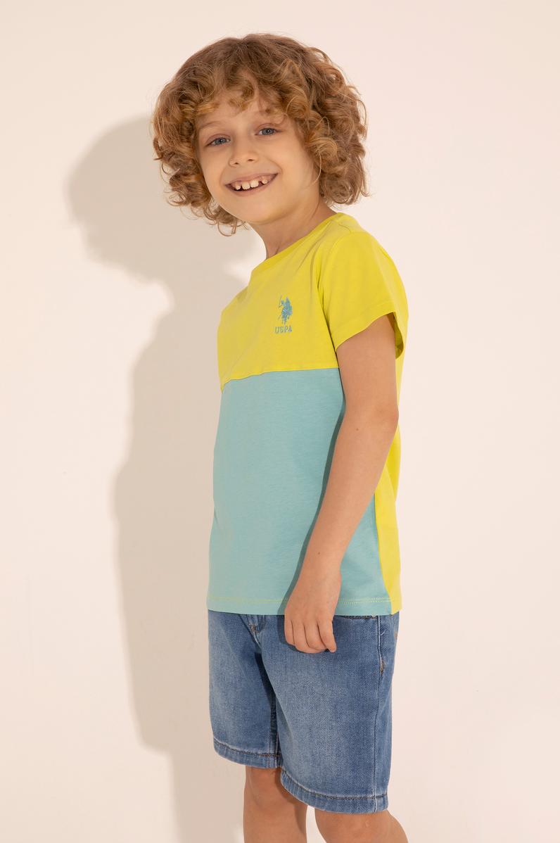 Erkek Çocuk Fıstık Yeşili Bisiklet Yaka Tişört